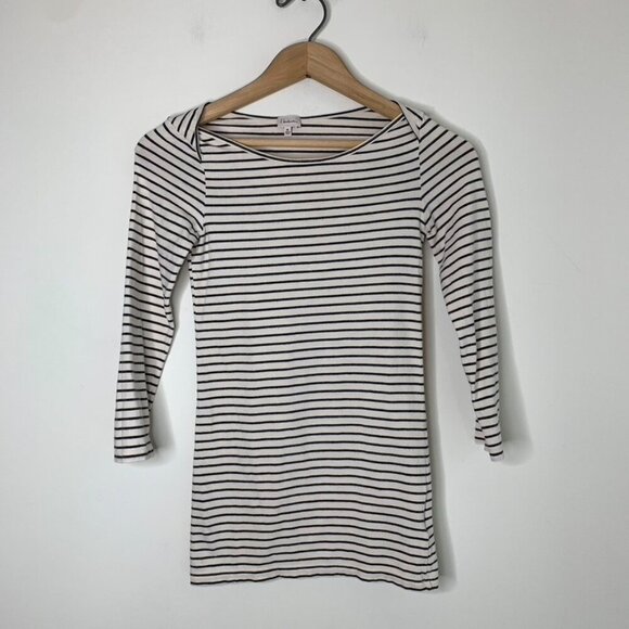 Aritzia Babaton Stripe T-shirt Top 3/4 Length sleeve Stretch Cotton Size XS - Picture 7 of 16
